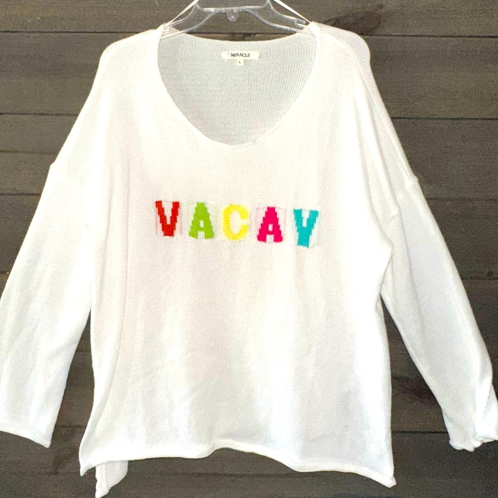 NWOT VACAY Miracle White Knit Sweater